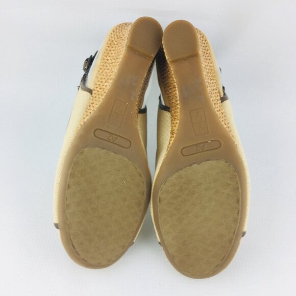 A2 AEROSOLES Zentury Women Beige Brown Woven Wedge Heel Peep Toe Shoe Size 6 M - Picture 8 of 12